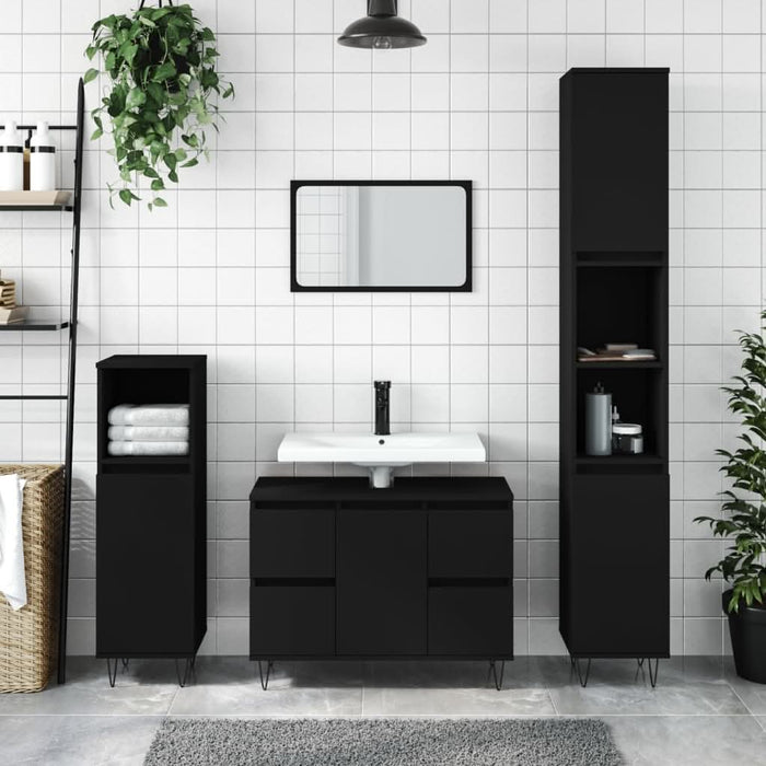 Dulap pentru baie, negru, 80x33x60 cm, lemn compozit - WALTI WALTI