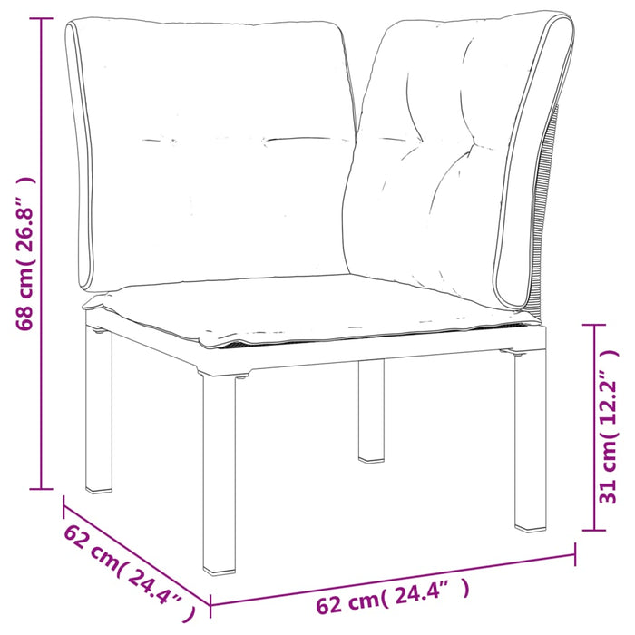 Set mobilier de grădină cu perne, 3 piese, negru/gri, poliratan - WALTI WALTI