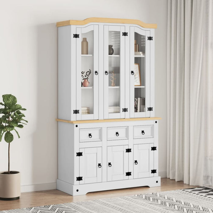 Dulap înalt Corona, alb, 112x43x196 cm, lemn masiv pin mexican - WALTI WALTI