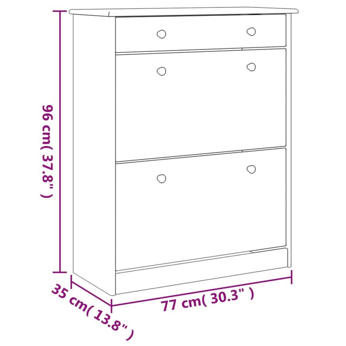 Pantofar ALTA, alb, 77x35x96 cm, lemn masiv de pin - WALTI WALTI