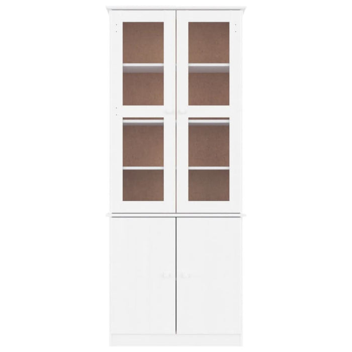 Vitrină din sticlă „ALTA”, alb, 77x35x186,5 cm, lemn masiv pin - WALTI WALTI