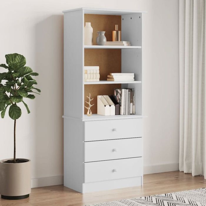 Bibliotecă cu sertare „ALTA”, alb, 60x35x142 cm, lemn masiv pin - WALTI WALTI