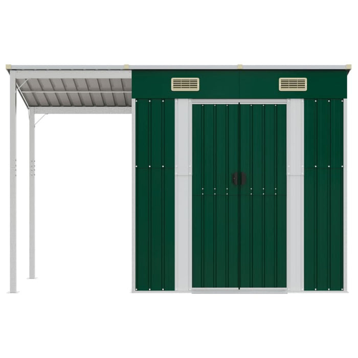 Șopron grădină, acoperiș extins, verde, 277x110,5x181 cm, oțel - WALTI WALTI