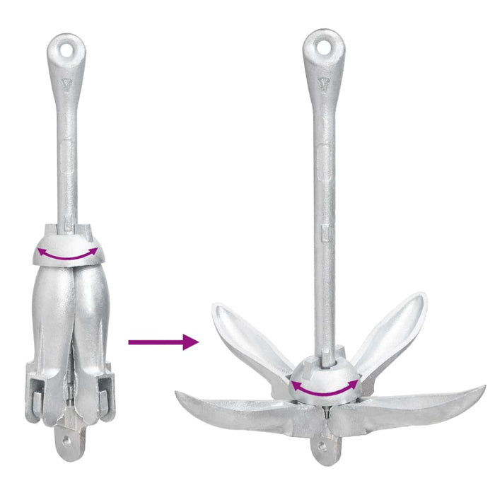 Ancoră pliabilă, argintiu, 4 kg, fier maleabil - WALTI WALTI