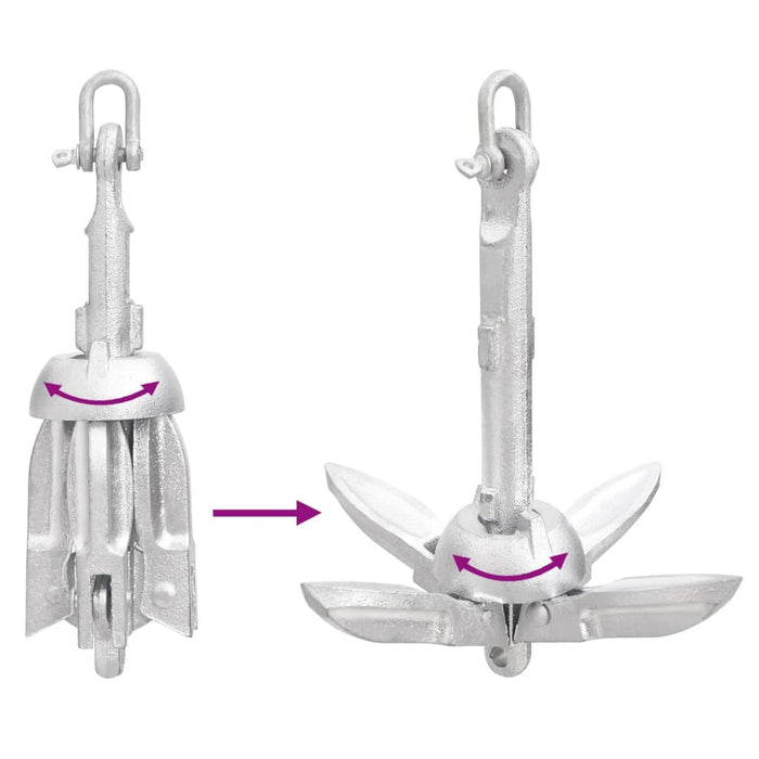 Ancoră pliabilă cu funie, argintiu, 0,7 kg, fier maleabil - WALTI WALTI