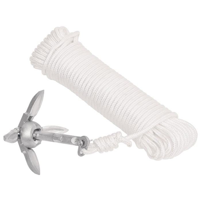 Ancoră pliabilă cu funie, argintiu, 0,7 kg, fier maleabil - WALTI WALTI