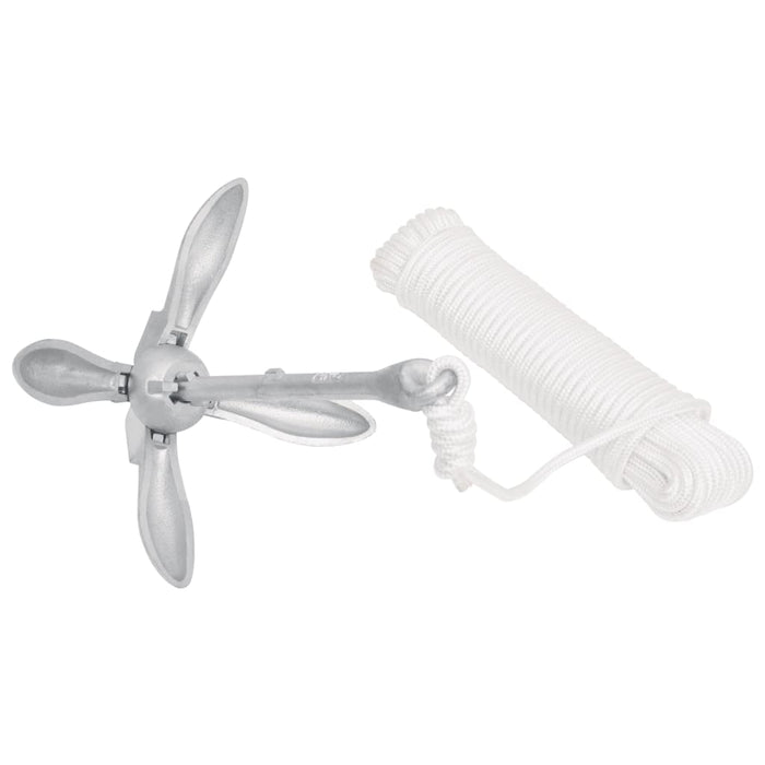 Ancoră pliabilă cu funie, argintiu, 8 kg, fier maleabil - WALTI WALTI