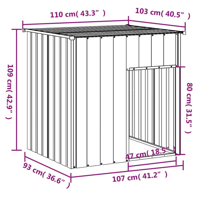 Cușcă câine cu acoperiș antracit 110x103x109 cm oțel galvanizat - WALTI WALTI