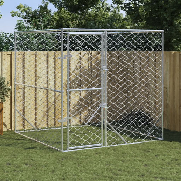 Padoc de exterior pentru câini argintiu 2x2x2 m oțel galvanizat - WALTI WALTI