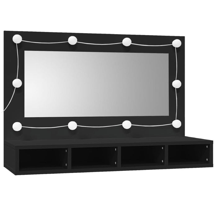 Dulap cu oglindă și LED, negru, 90x31,5x62 cm - WALTI WALTI