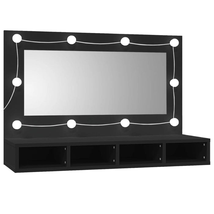 Dulap cu oglindă și LED, negru, 90x31,5x62 cm - WALTI WALTI