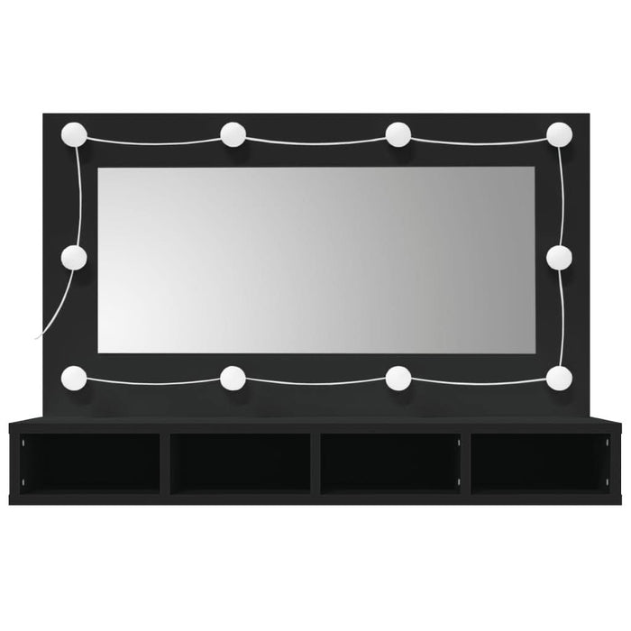 Dulap cu oglindă și LED, negru, 90x31,5x62 cm - WALTI WALTI