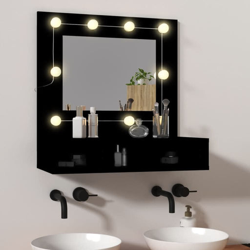 Dulap cu oglindă și LED, negru, 60x31,5x62 cm - WALTI WALTI