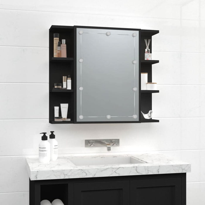 Dulap cu oglindă și LED, negru, 70x16,5x60 cm - WALTI WALTI
