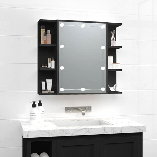 Dulap cu oglindă și LED, negru, 70x16,5x60 cm - WALTI WALTI