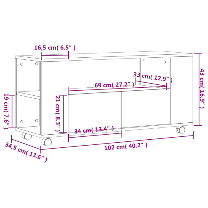 Comodă TV, stejar fumuriu, 102x34,5x43 cm, lemn prelucrat - WALTI WALTI