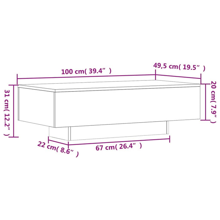 Măsuță de cafea, gri sonoma, 100x49,5x31 cm, lemn prelucrat - WALTI WALTI