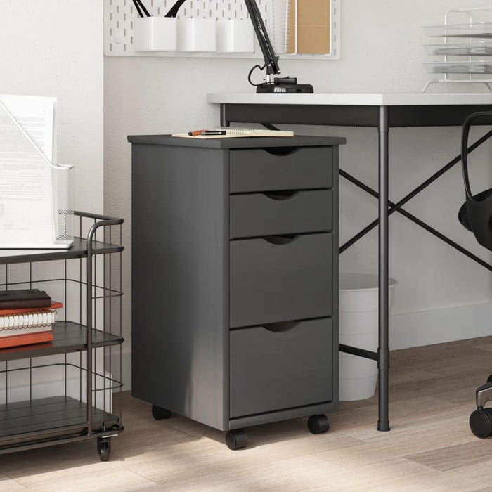 Dulap rulant cu sertare MOSS, gri, lemn masiv de pin - WALTI WALTI