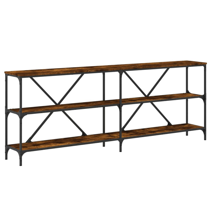 Masă consolă stejar afumat 200x30x75 cm lemn prelucrat și fier - WALTI WALTI