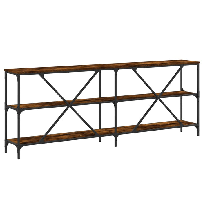 Masă consolă stejar afumat 200x30x75 cm lemn prelucrat și fier - WALTI WALTI