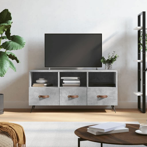 Dulap TV, gri beton, 102x36x50 cm, lemn prelucrat - WALTI WALTI