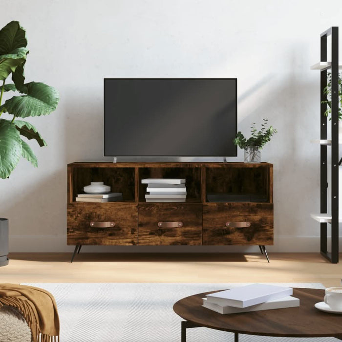 Dulap TV stejar afumat, 102x36x50 cm, lemn prelucrat - WALTI WALTI