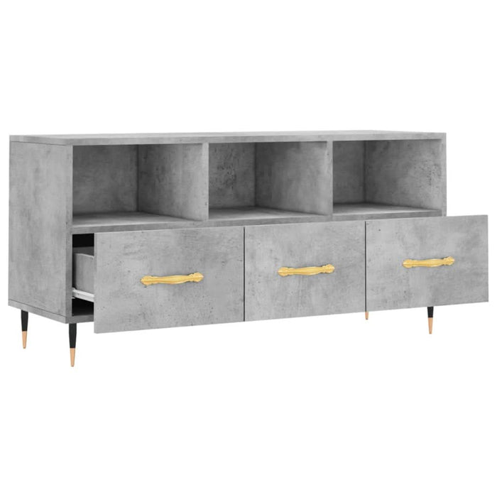 Dulap TV, gri beton, 102x36x50 cm, lemn prelucrat - WALTI WALTI