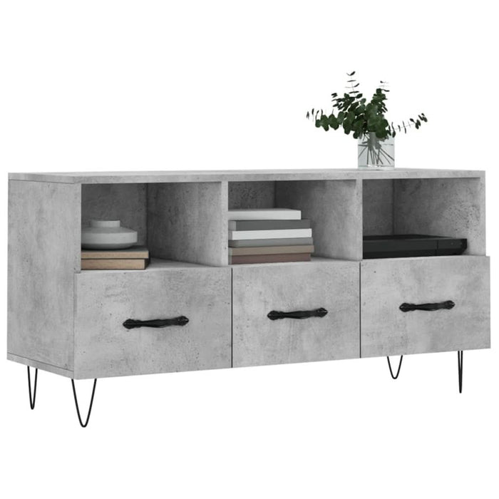 Dulap TV, gri beton, 102x36x50 cm, lemn prelucrat - WALTI WALTI