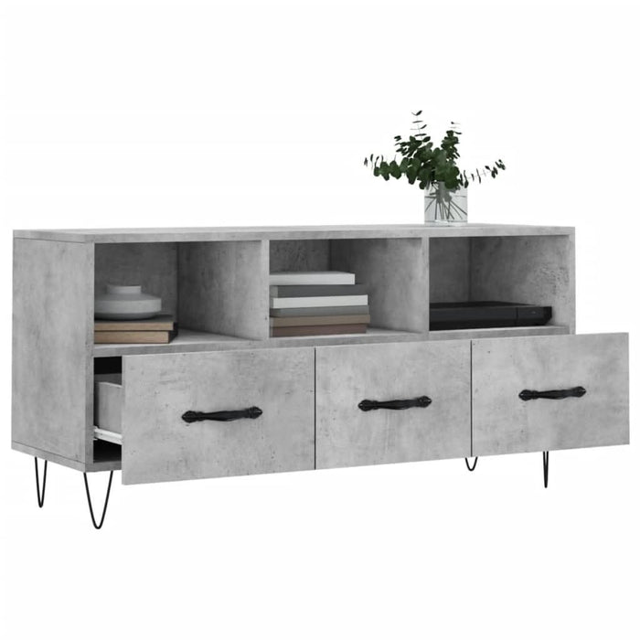 Dulap TV, gri beton, 102x36x50 cm, lemn prelucrat - WALTI WALTI