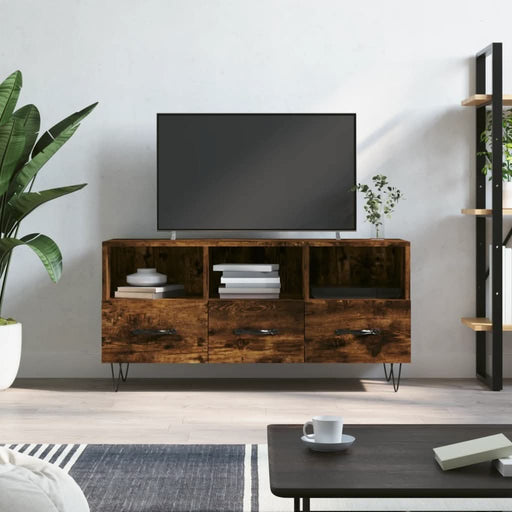 Dulap TV stejar afumat, 102x36x50 cm, lemn prelucrat - WALTI WALTI