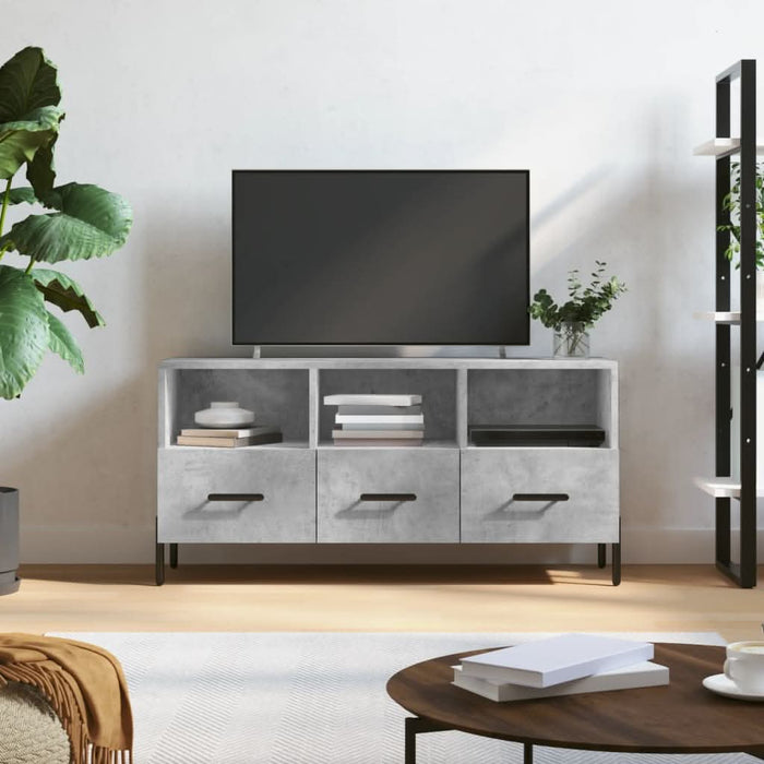 Dulap TV, gri beton, 102x36x50 cm, lemn prelucrat - WALTI WALTI