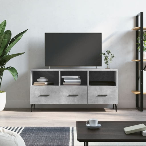 Dulap TV, gri beton, 102x36x50 cm, lemn prelucrat - WALTI WALTI