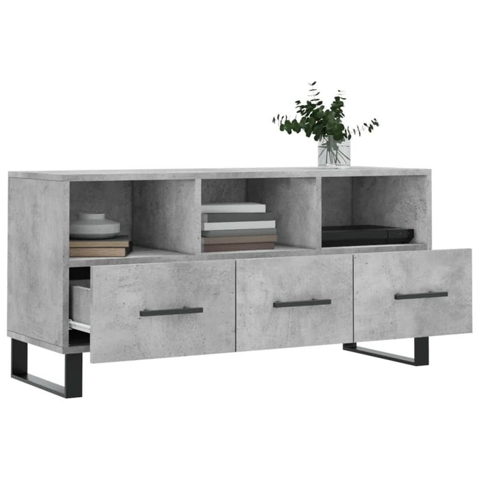Dulap TV, gri beton, 102x36x50 cm, lemn prelucrat - WALTI WALTI