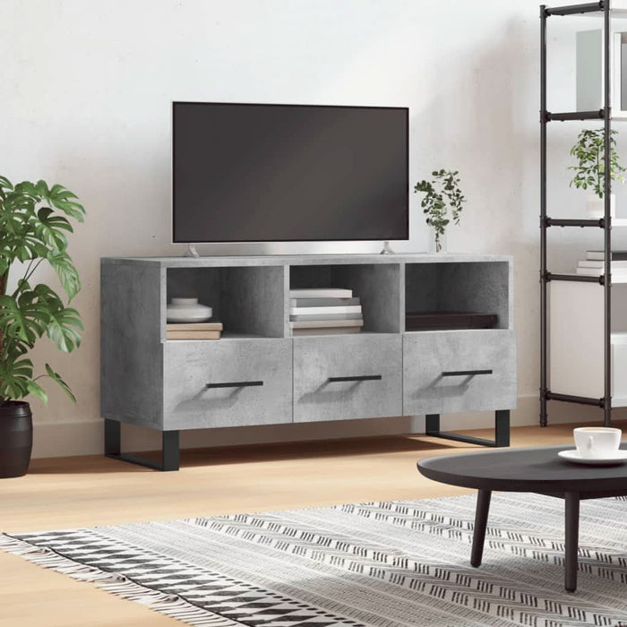 Dulap TV, gri beton, 102x36x50 cm, lemn prelucrat - WALTI WALTI