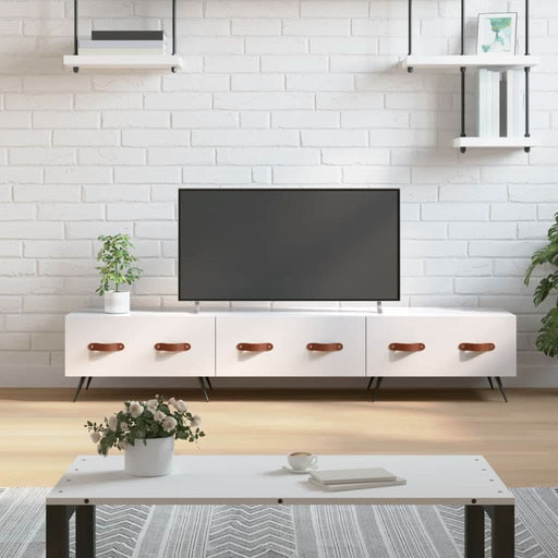 Comodă TV, alb extralucios, 150x36x30 cm, lemn prelucrat - WALTI WALTI