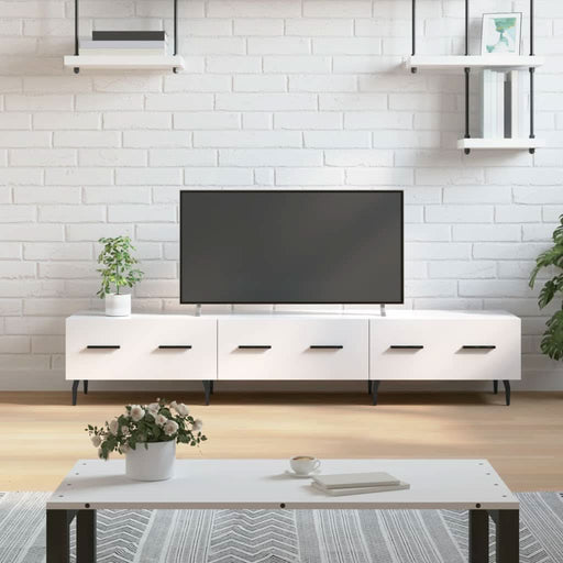 Comodă TV, alb extralucios, 150x36x30 cm, lemn prelucrat - WALTI WALTI