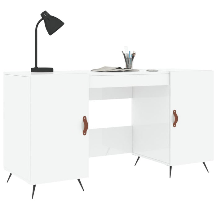 Birou, alb extralucios, 140x50x75 cm, lemn compozit - WALTI WALTI