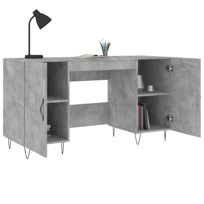 Birou, gri beton, 140x50x75 cm, lemn compozit - WALTI WALTI