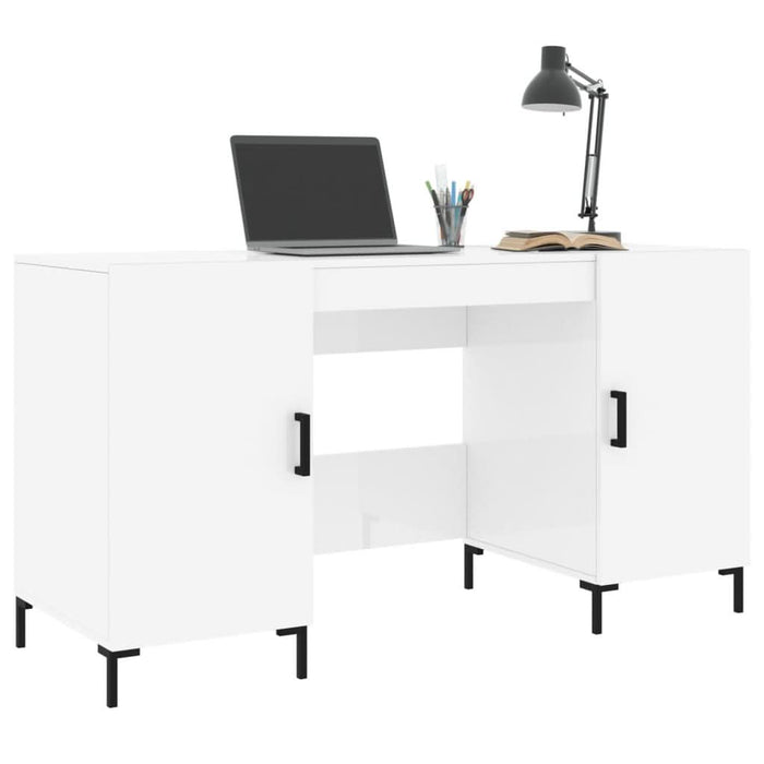 Birou, alb extralucios, 140x50x75 cm, lemn compozit - WALTI WALTI
