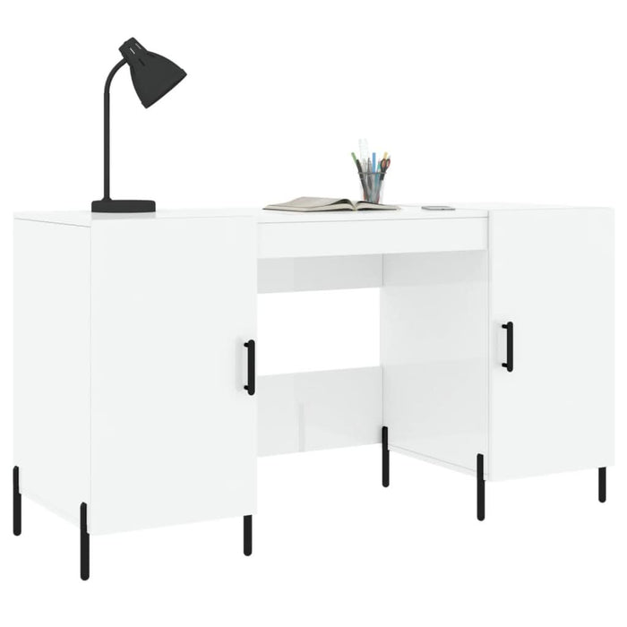 Birou, alb extralucios, 140x50x75 cm, lemn compozit - WALTI WALTI