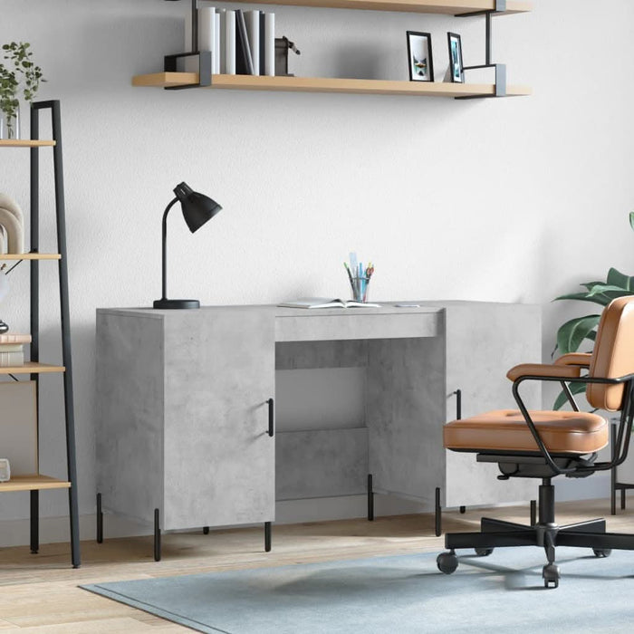 Birou, gri beton, 140x50x75 cm, lemn compozit - WALTI WALTI