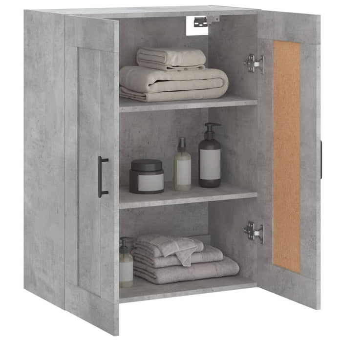 Dulap pe perete, gri beton, 69,5x34x90 cm, lemn prelucrat - WALTI WALTI