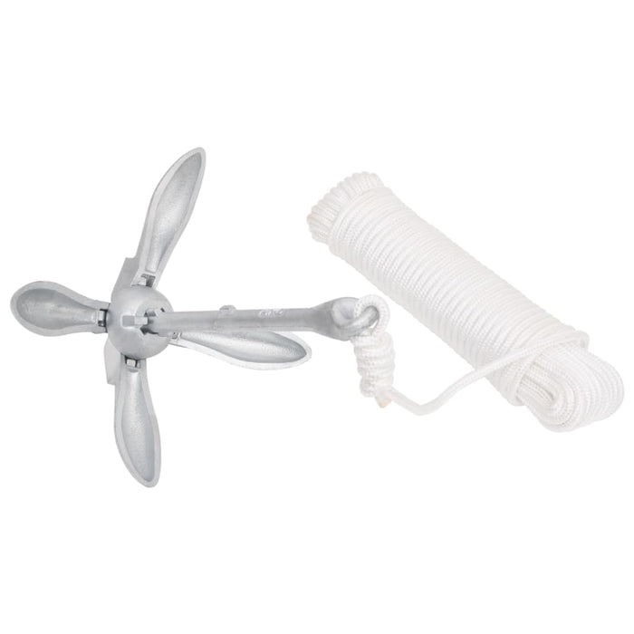Ancoră pliabilă cu funie, argintiu, 1,5 kg, fier maleabil - WALTI WALTI