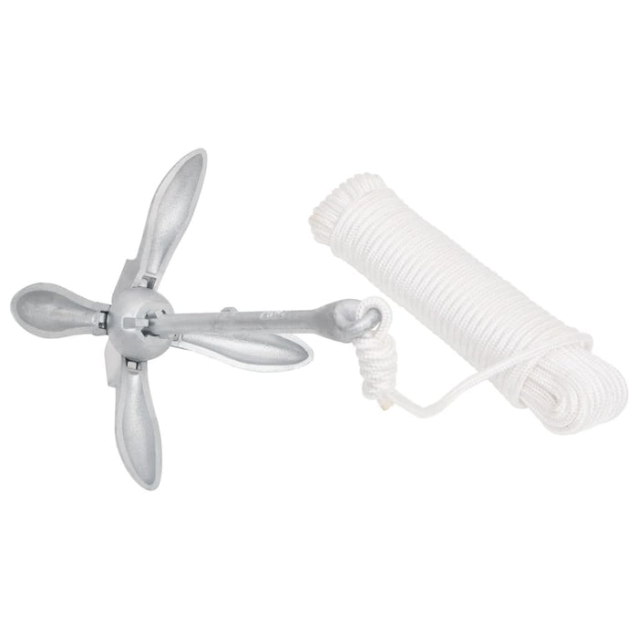Ancoră pliabilă cu funie, argintiu, 3,2 kg, fier maleabil - WALTI WALTI