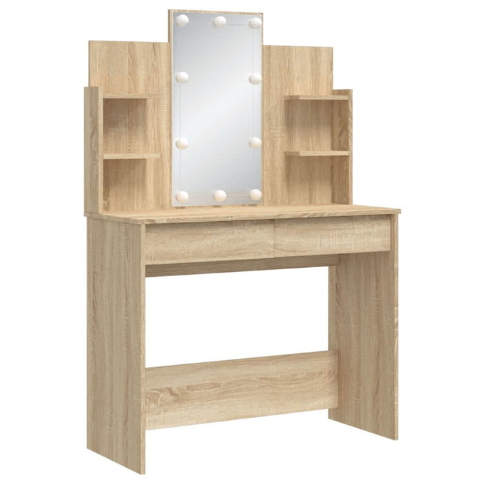 Masă de toaletă cu LED-uri, stejar sonoma, 96x40x142 cm - WALTI WALTI