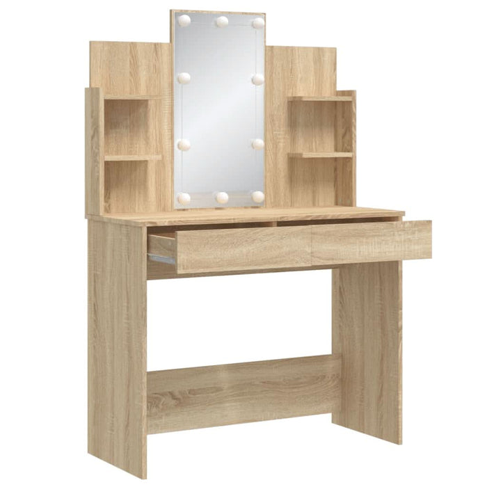 Masă de toaletă cu LED-uri, stejar sonoma, 96x40x142 cm - WALTI WALTI