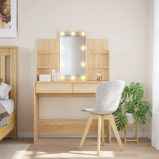 Masă de toaletă cu LED-uri, stejar sonoma, 96x40x142 cm - WALTI WALTI