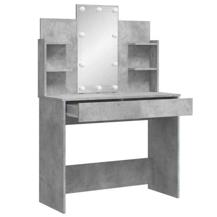 Masă de toaletă cu LED-uri, gri beton, 96x40x142 cm - WALTI WALTI