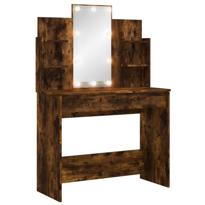 Masă de toaletă cu LED-uri, stejar fumuriu, 96x40x142 cm - WALTI WALTI