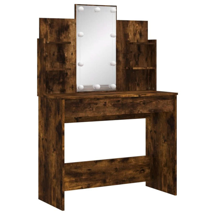 Masă de toaletă cu LED-uri, stejar fumuriu, 96x40x142 cm - WALTI WALTI
